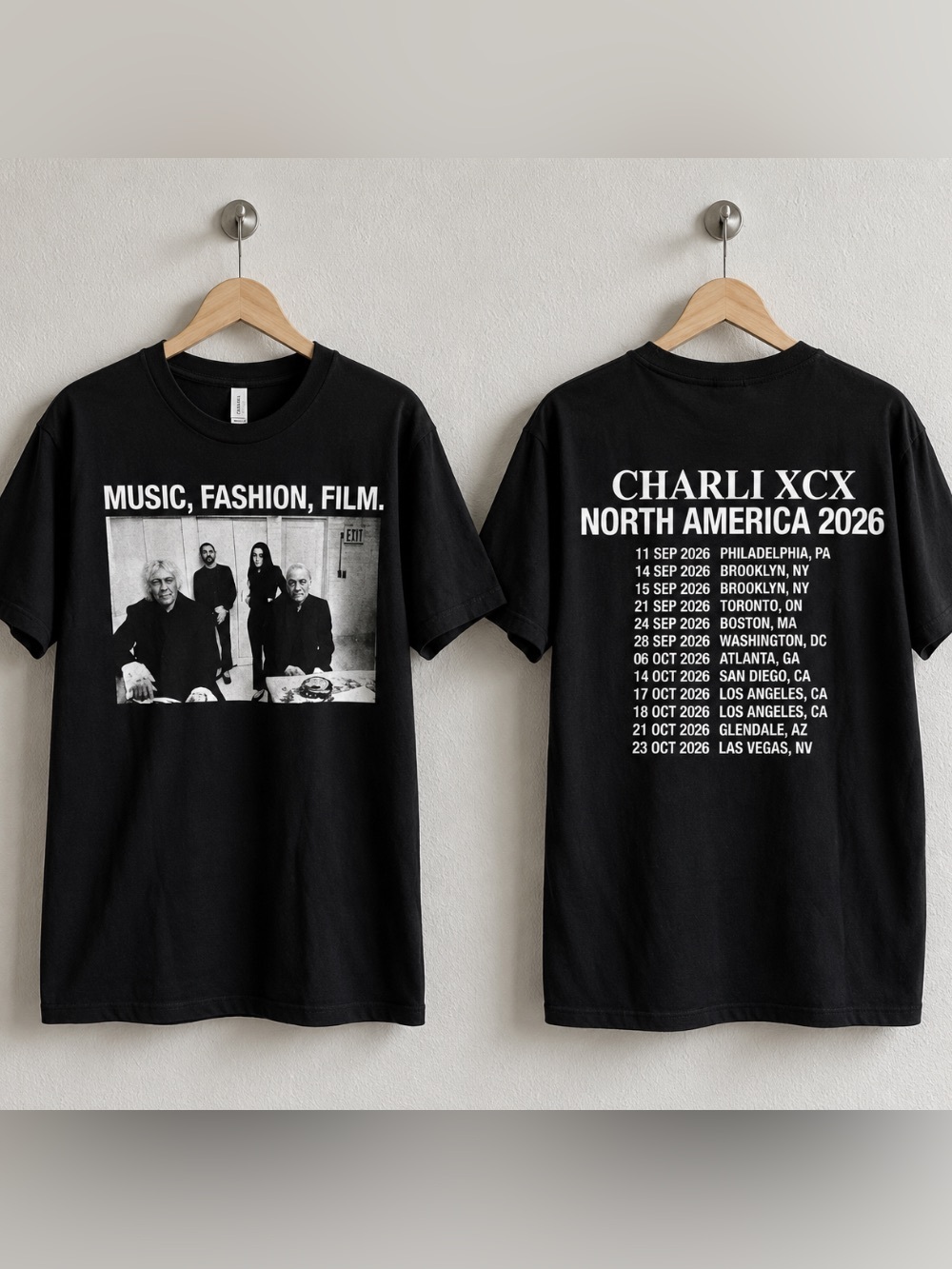Charli XCX Music Fashion Film North America Tour 2026 Vintage Black T-Shirt
